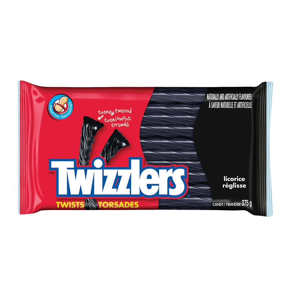 TWIZZLERS Twists Licorice Candy, 375g bag - Front of Package